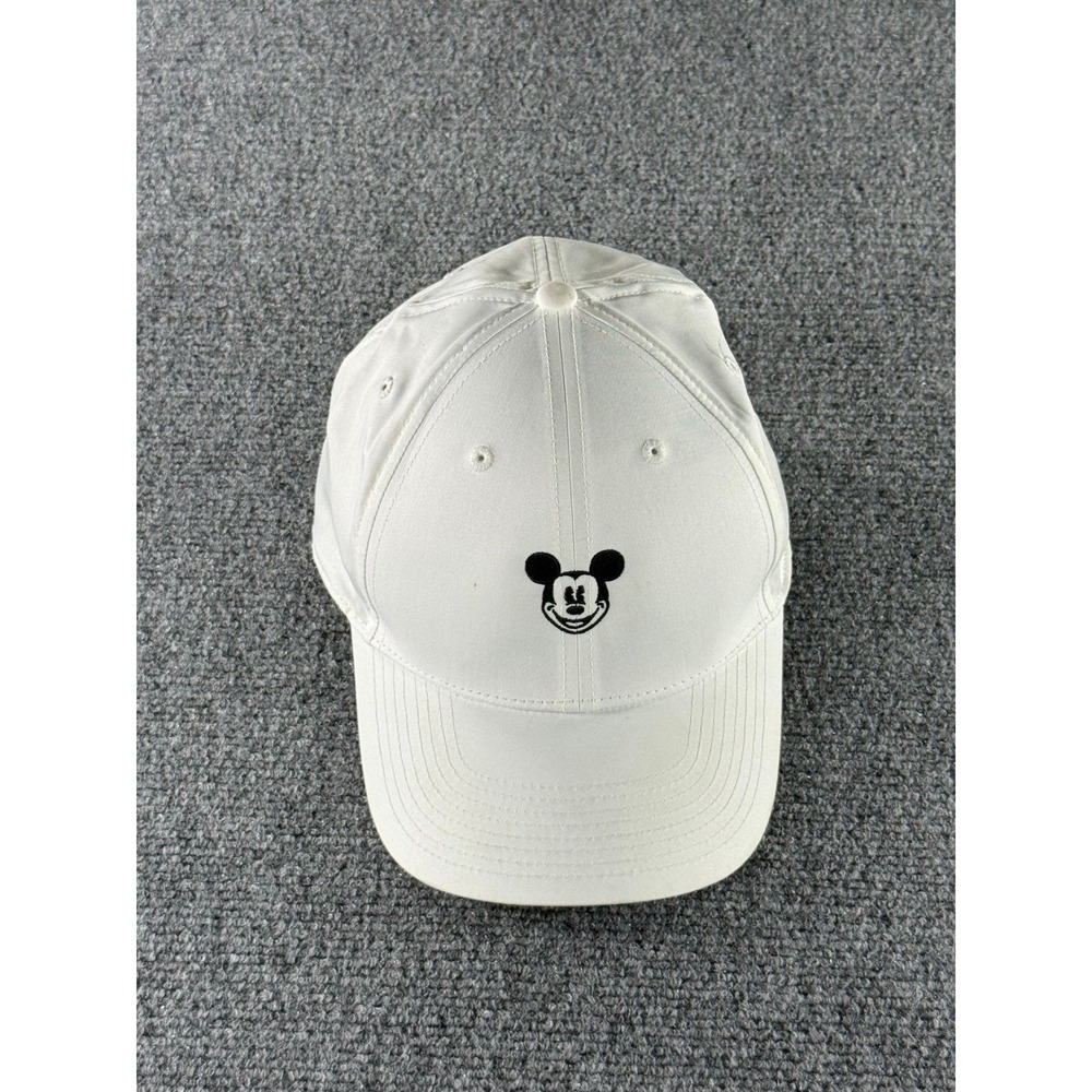 White Baseball Cap with Black Mickey Face Embroidery